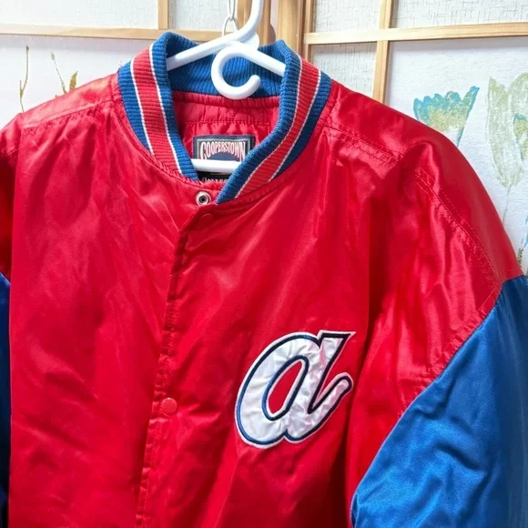Vintage G-III Cooperstown Atlanta Braves Throwback Satin Bomber Jacket Mens L - Picture 3 of 6
